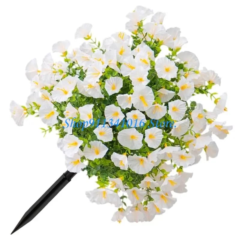 Artificial Plant Outdoor Artificial Morning Glory Flower Ground Stake Weather Resistant Plastic Flower For Garden Patio