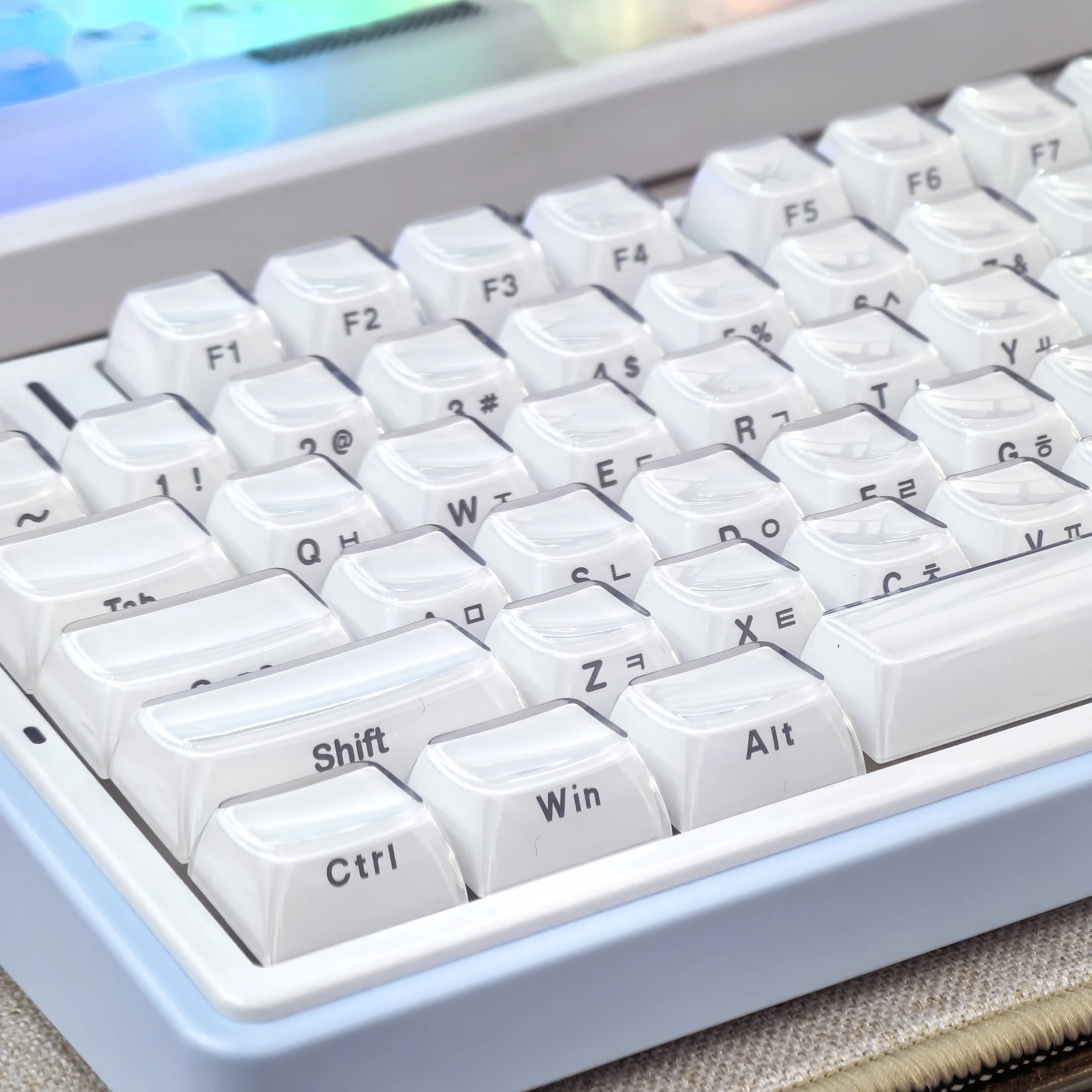 Coreano Gelatina Bianco Keycap 113 Tasti Russo Inglese Keycap Pc Oem Per Aula F75/F99 Fai Da Te Tastiera Meccanica Crystal Hangul Keycap