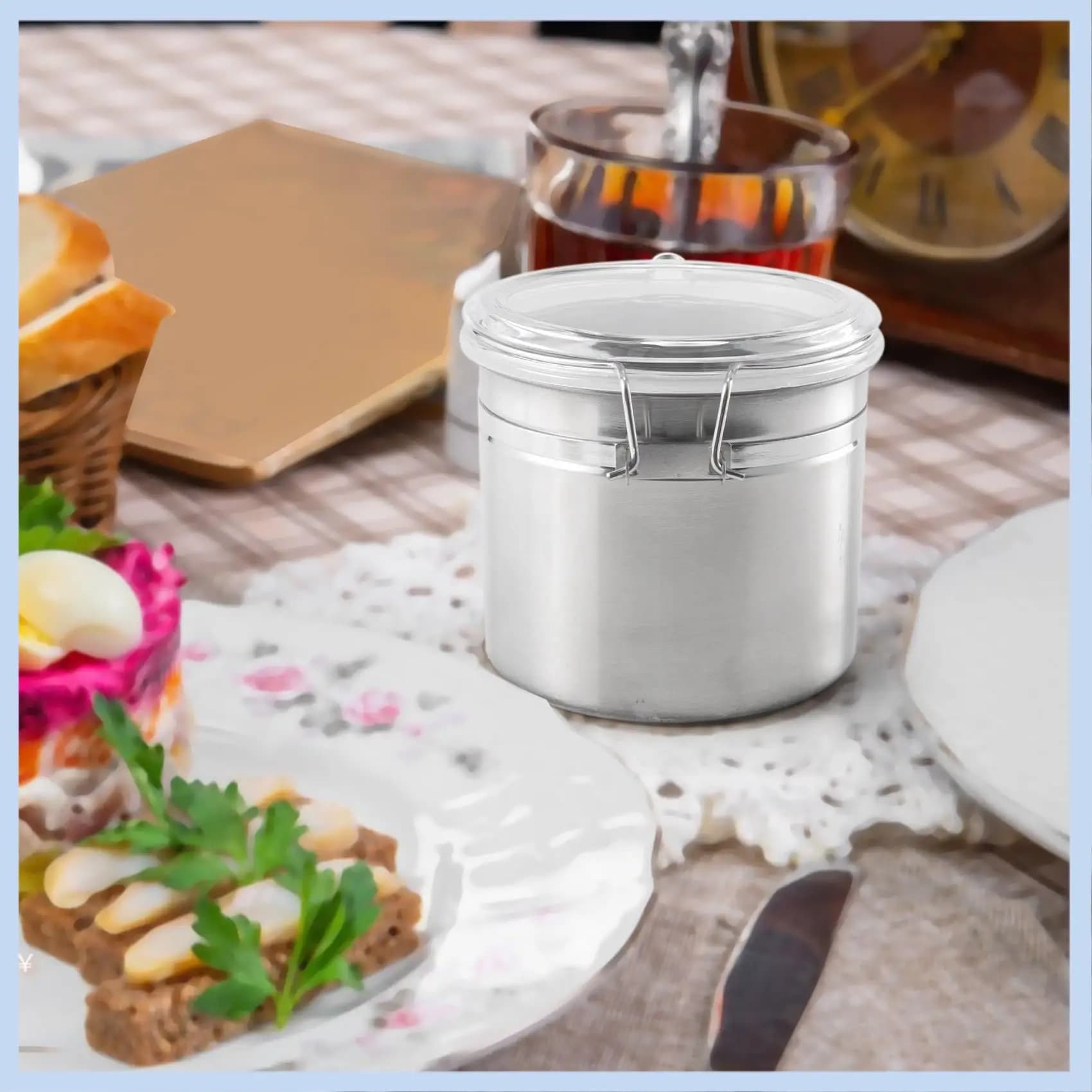 AS63-Set di contenitori ermetici per la cucina in acciaio inossidabile: belli per bancone della cucina, piccolo 32 once, contenitore per alimenti