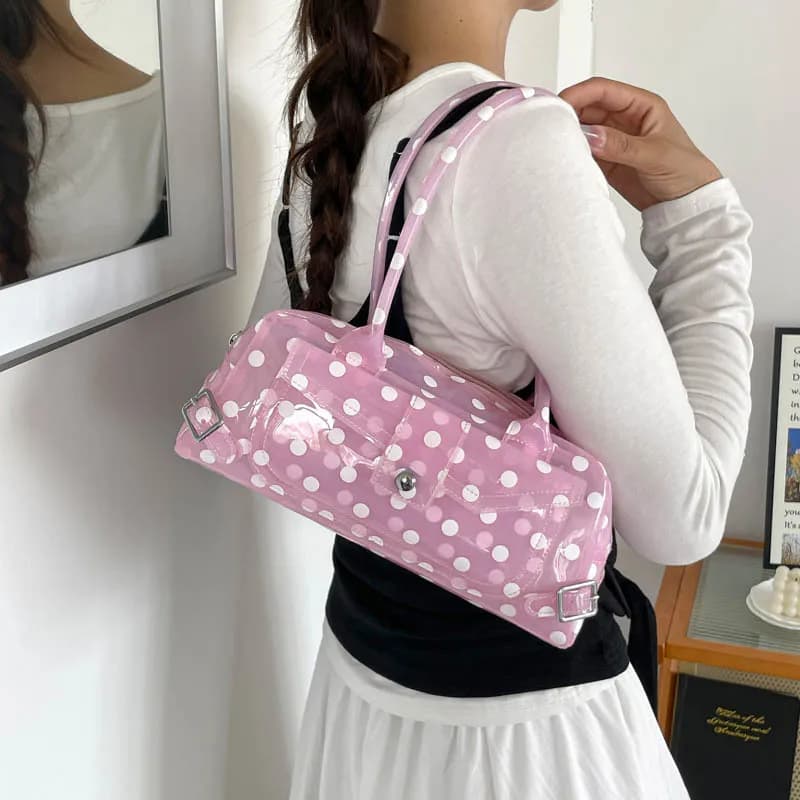 New Niche Design Polka Dot PVC Transparent Jelly Bag Fashion Luxury Shoulder Bag Underarm Handbag for Women