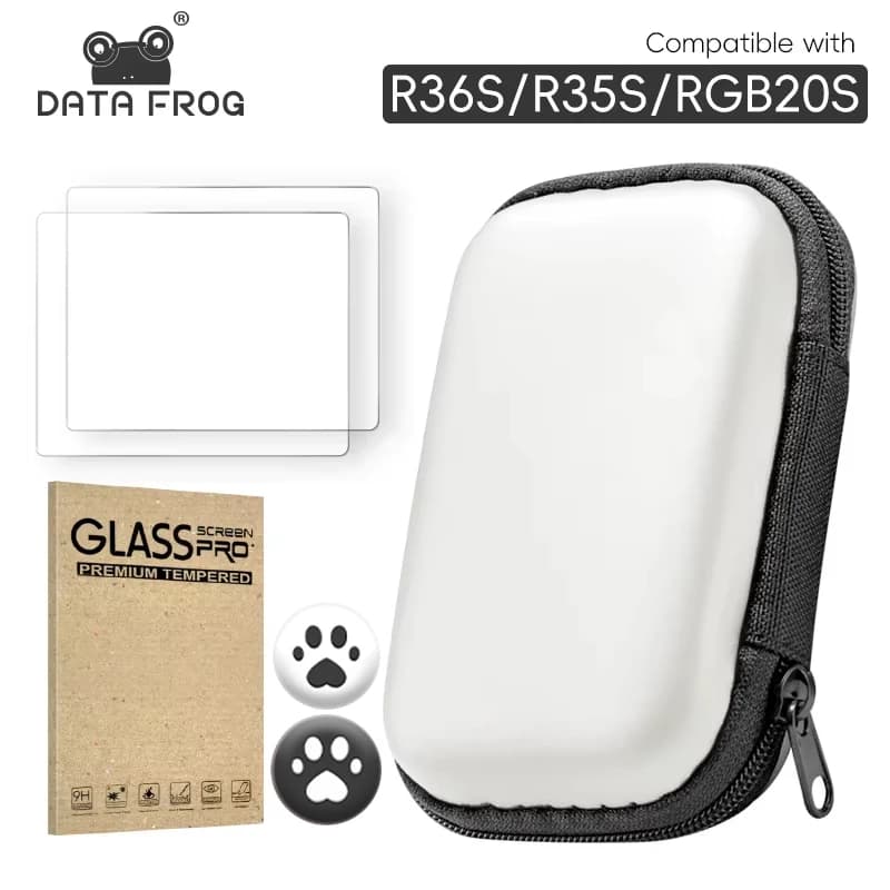 DATA FROG Proteggi schermo in vetro temperato per console di gioco portatile retrò R36S R35S RGB20S HD trasparente antigraffio