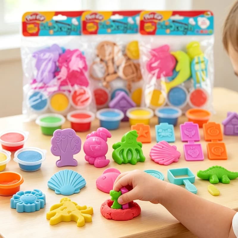 Kids Play Dough Molds Set Color Clay with Various Molds Kit Non-Sticky Safe Soft Children Wheat-based Modeling Dough Toy Series