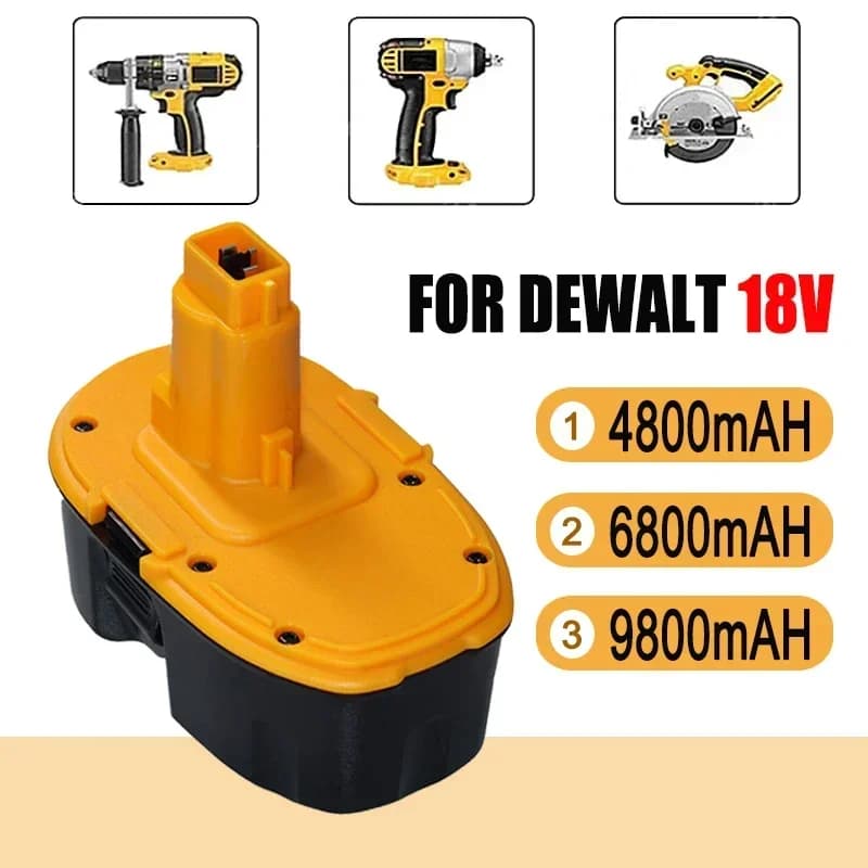Batteria di ricambio per trapano a batteria, 18 V, 4800 mAh, 6800 mAh, batteria Ni-MH per Dewalt, DC9096, DE9039, DE9096, DE9098, DE9503,