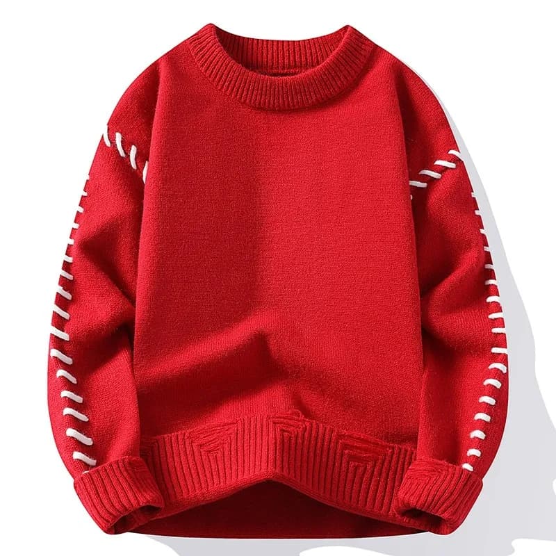 Maglione lavorato a maglia allentato alla moda in tinta unita con motivo di tessitura in filato grosso per top da uomo autunno e inverno e pullover da strada