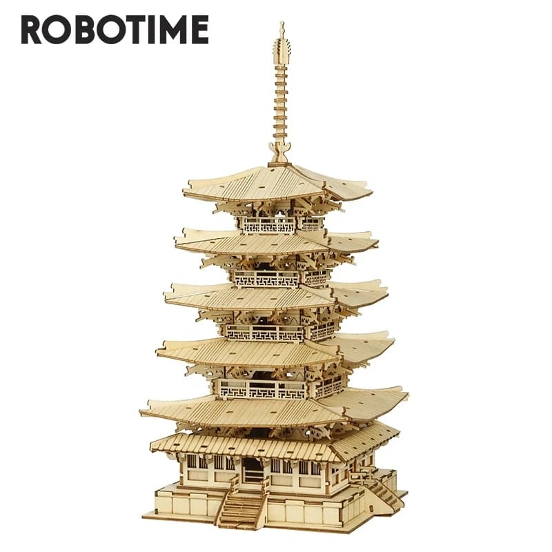Robotime Rolife 275pcs fai da te 3D Pagoda a cinque scorte Puzzle in legno gioco di montaggio costruttore giocattolo regalo per bambini Teen Adult TGN02