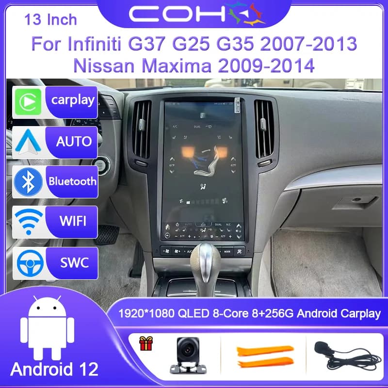 13 pollici Per Infiniti G37 G25 G35 2007-2013 Nissan Maxima 2009-2014 Android12 8Core Auto Lettore Multimediale Ricevitore Stereo Radio