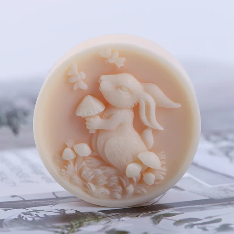 Coniglio funghi Silicone sapone stampo carino animale candela resina gesso che fa Set pianta cioccolato ghiaccio stampo decorazioni per la casa regalo adorabile