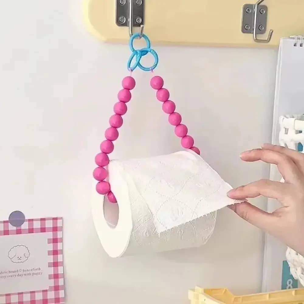 Porta fazzoletti con perline sospese Staffa per rotolo di carta igienica per dopamina Supporto per carta igienica senza punzonatura Accessori per la casa del bagno