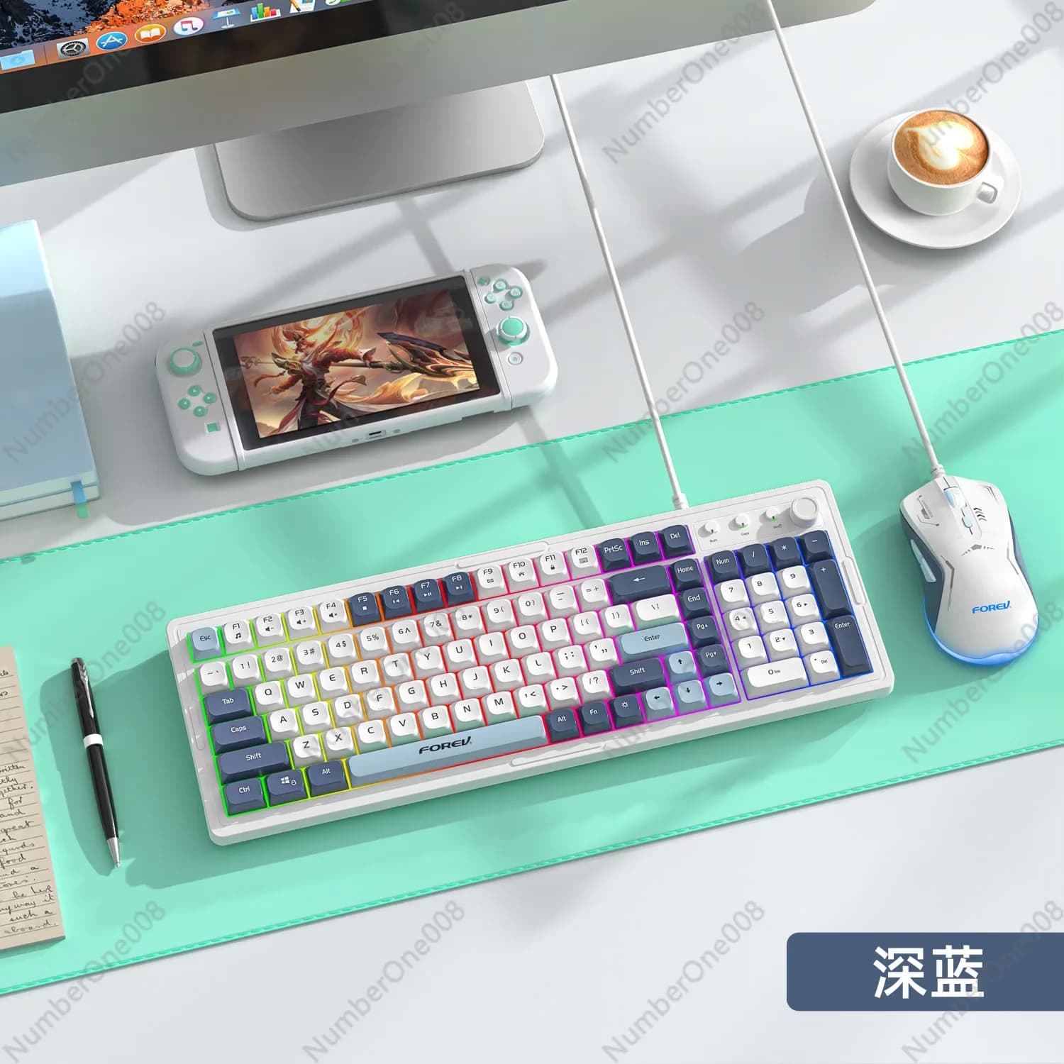 Gioco cablato Tastiera silenziosa Mouse Sensazione meccanica Set tastiera e mouse RGB per sport elettronici