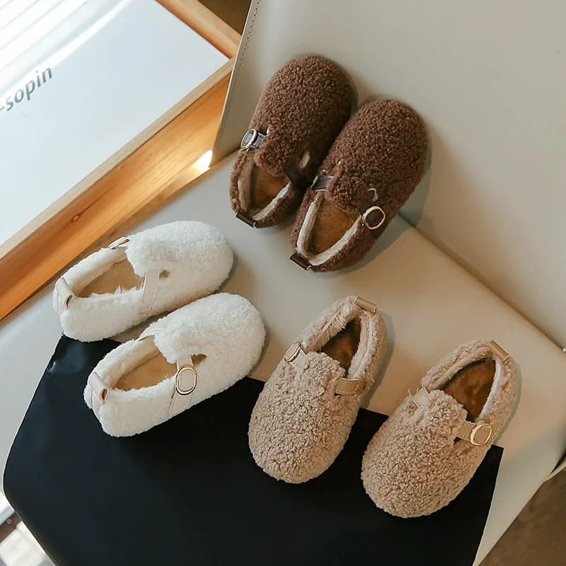 Children's Fleece-Lined Cotton Shoes 2025 Winter Girls Soft-Soled Warm Boots Autumn New Baby Indoor Thicken Fleece Slippers
