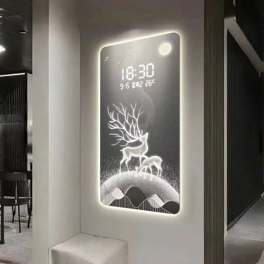 Digital wall clock with electronic display, decoration for living room and dining room, creative watch with LED light.