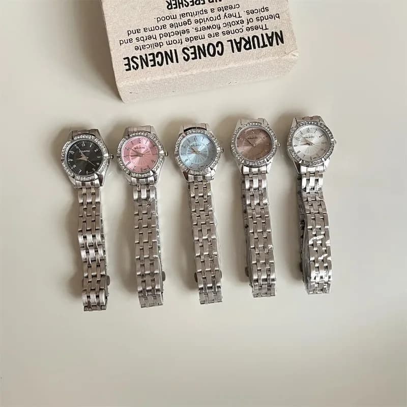 Women's Luxury Dial Studded Diamonds Strap Steel Fashion Women's Quartz Wrist Watch Dropshipping Relogio Female