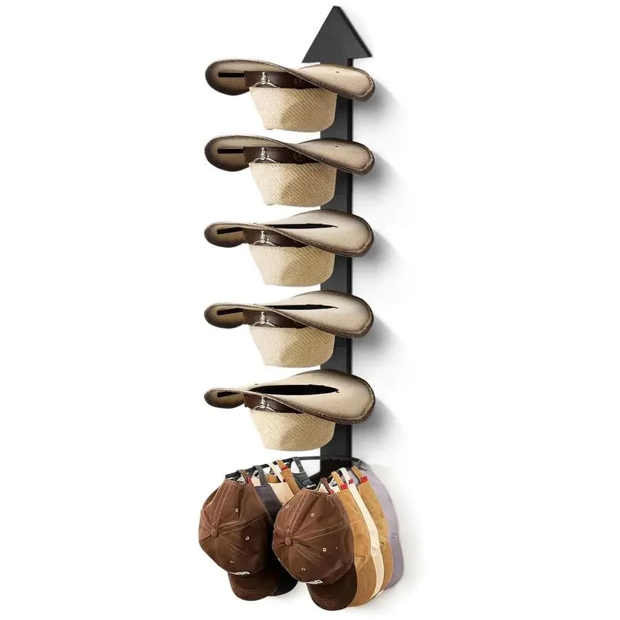 Wallet Hat Holder, Cowboy Hat Holder in Brake Shape for 10 Baseball Hats and 5 Cowboy Hats, Western Style Wall Decor for Bedroom, Organizer for Hats