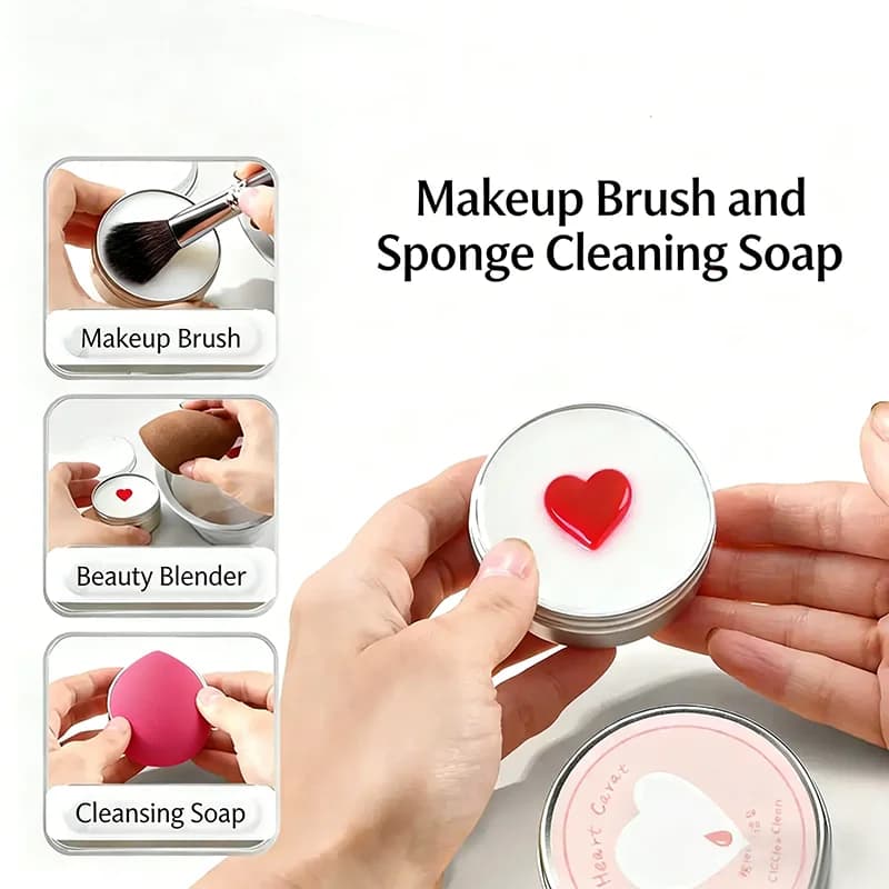 Powerful Flavor for Cleaning Brushes from Makeup, Heart Shape Pad with Essential Oil to Clean the Brushes from Fondotinta, Efficacy Detergent Soap