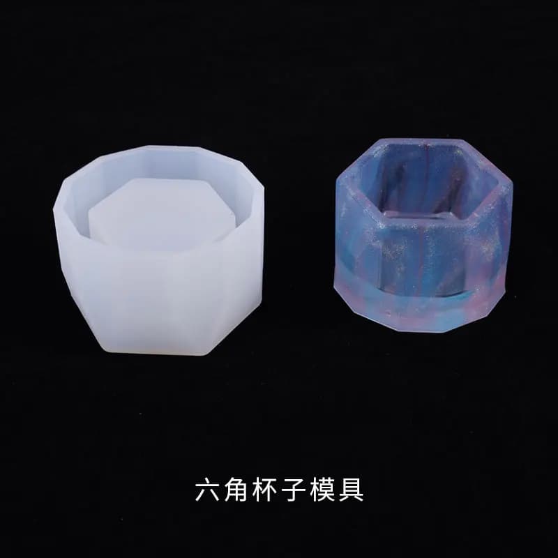 2025 New Crystal Drip Mold Diy Succulent Mini Flower Pot Molds Christmas Hexagonal Cup Organizer Table Setting Silicone Mould