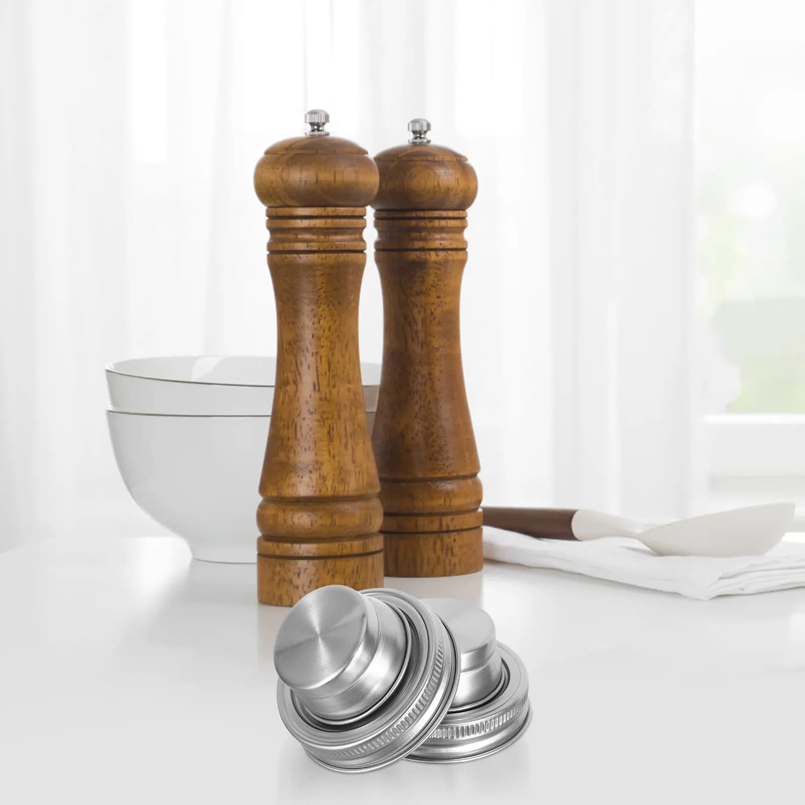 2 Pezzi Coperchi Shaker per Barattoli Mason in Acciaio Inossidabile, Coperchi Agitatori per Cocktail, Tappi per Shaker di Pepe, Sale, Zucchero, Setaccio per Farina, Utensile da Bar