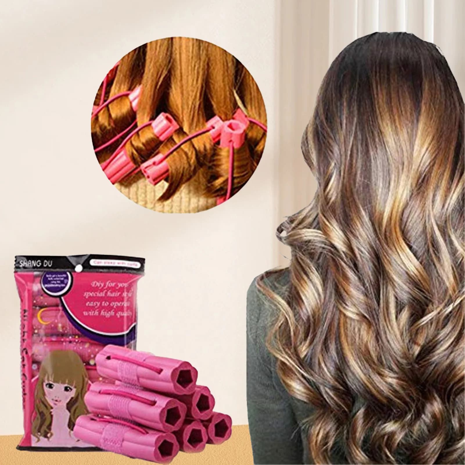 6 pcs D2.5 cm Bigodino di Capelli senza Calore Sponge Iron Hairpins Sleep Hairroll For Men And Women Hairdressers Curling Rollers