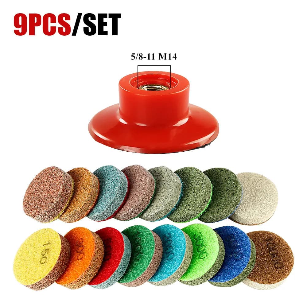 8pcs 2 Inch Sponge Polishing Pads 50mm Diamond Sponge Sanding Discs For Granite Marble Quartz Polishing Pads with Backer Pad
