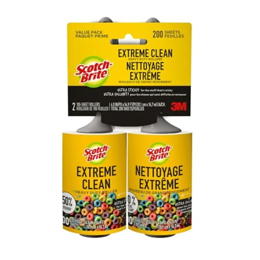 Rullo Leva-Pelucchi Extreme Clean 50 Pezzi, Super Adesivo e Resistente per Rimuovere Detriti e Peli di Animali su Vestiti, Mobili, Auto, Uffici e Altro - Confezione da 2