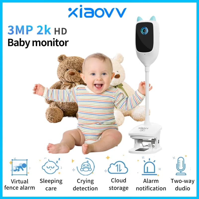Rilevamento pianto ad alta definizione per interni WiFi da 4 MP Video baby monitor Visione notturna a colori Telecamera di rete rotante a 360 gradi