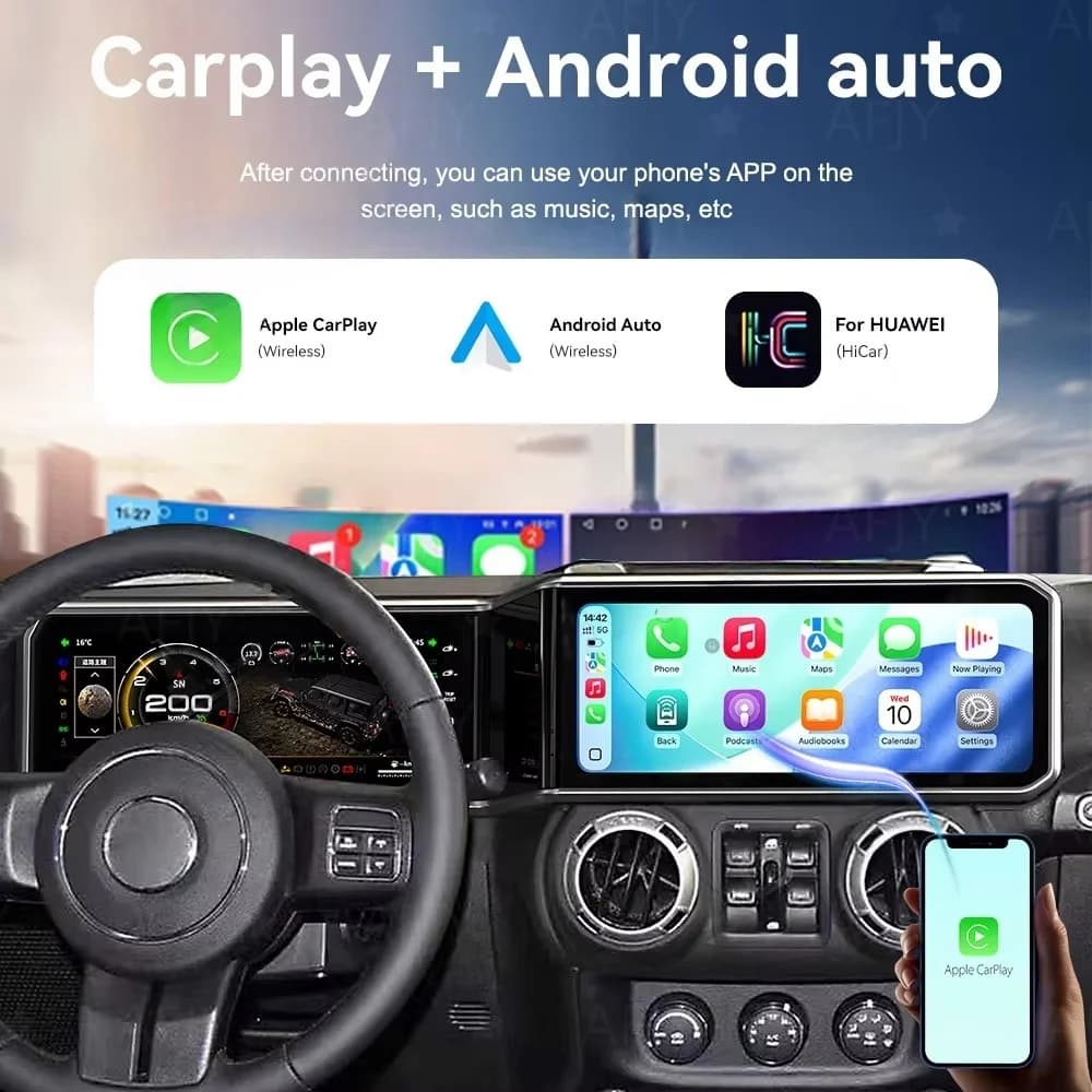 12.3 inch Dual Screen Carplay Stereo For Jeep Wrangler 2011 - 2017 Car Android Radio Multimedia Player GPS navigation Head Unit