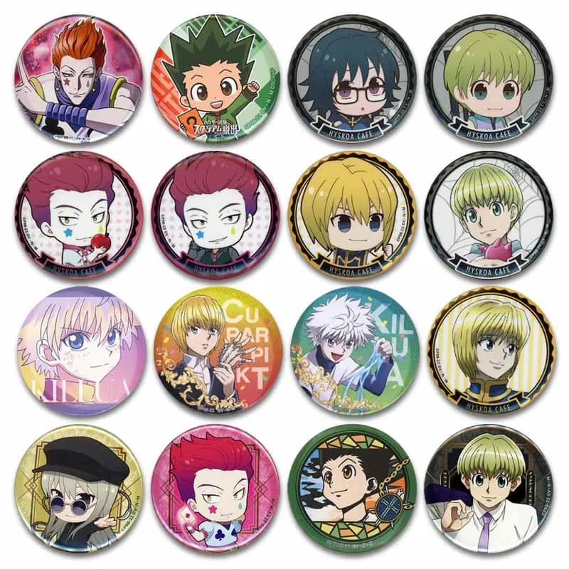 Anime Cartoon Killua Kurapika Gon Freecss Hisoka Spille smaltate Divertenti Hunter × Hunter Spille Bottone rotondo Spilla per zaino