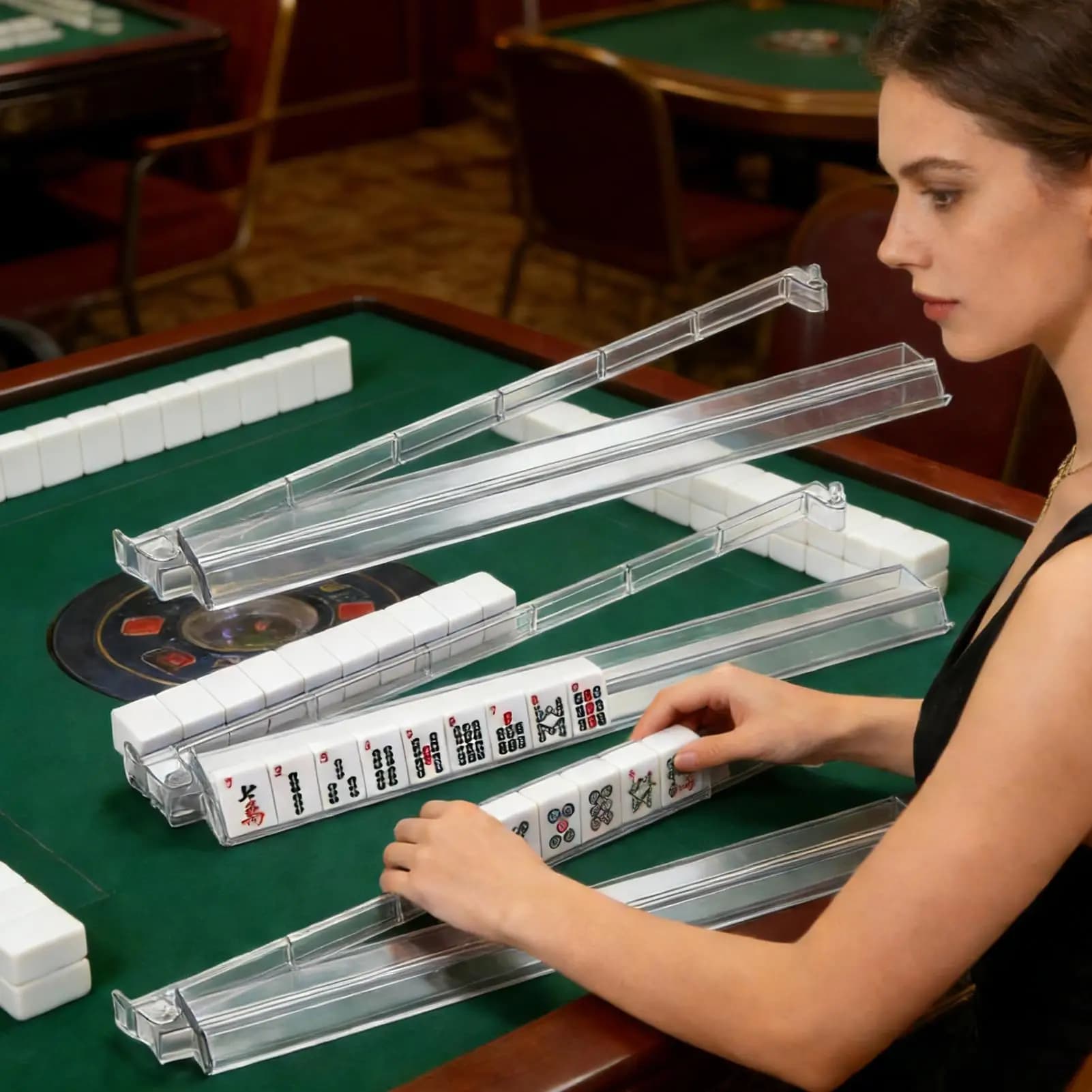 Set di 4 Spingitori e Supporti per Mahjong, Accessori per Giocatori, Club Sociali, Feste e Serate di Gioco