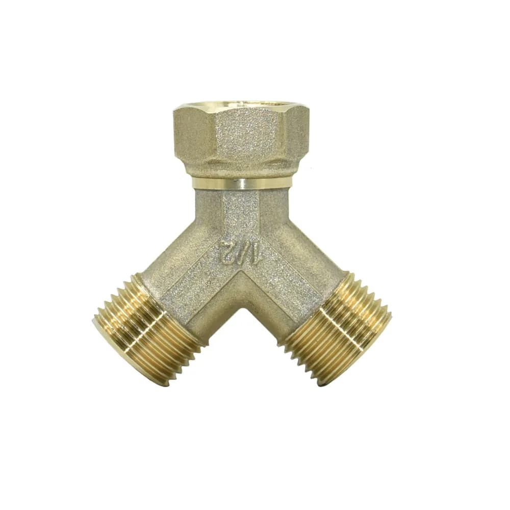 Ottone a 2 vie 1/2 '' maschio femmina filettatura Y connettore Tee accoppiamento adattatore in rame raccordi per tubi dell'acqua da giardino