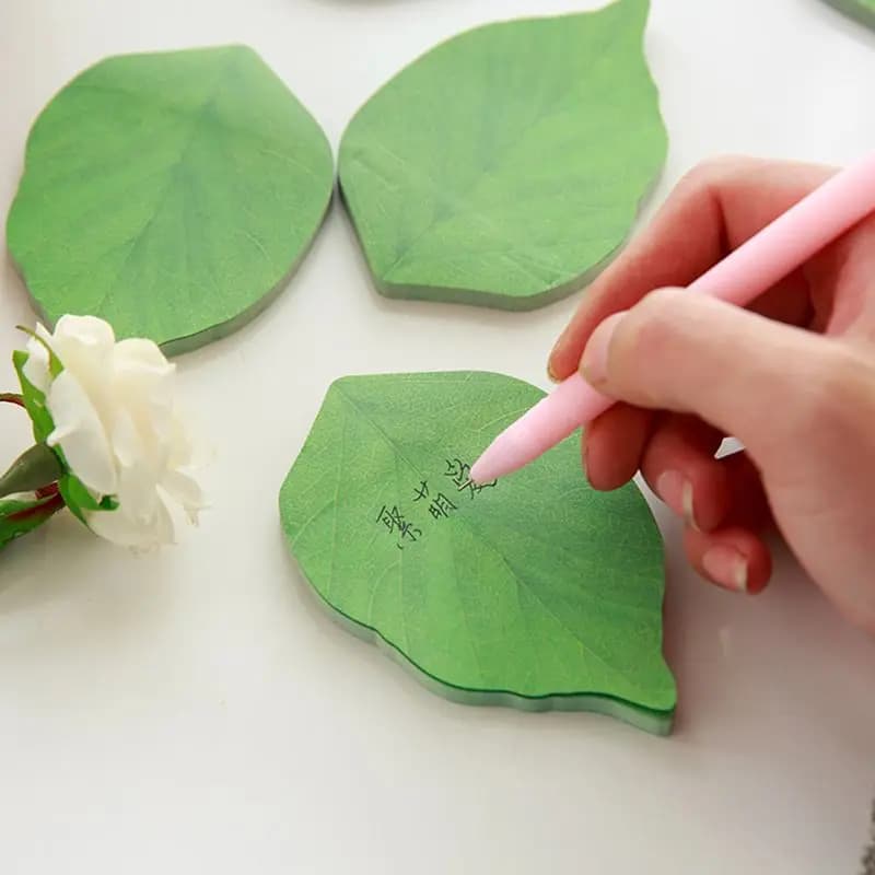 Foglio di ferro decorativo a forma di foglia note adesive messaggio autoadesivo Memo Pad Scrapbook cancelleria favore Memo Pad