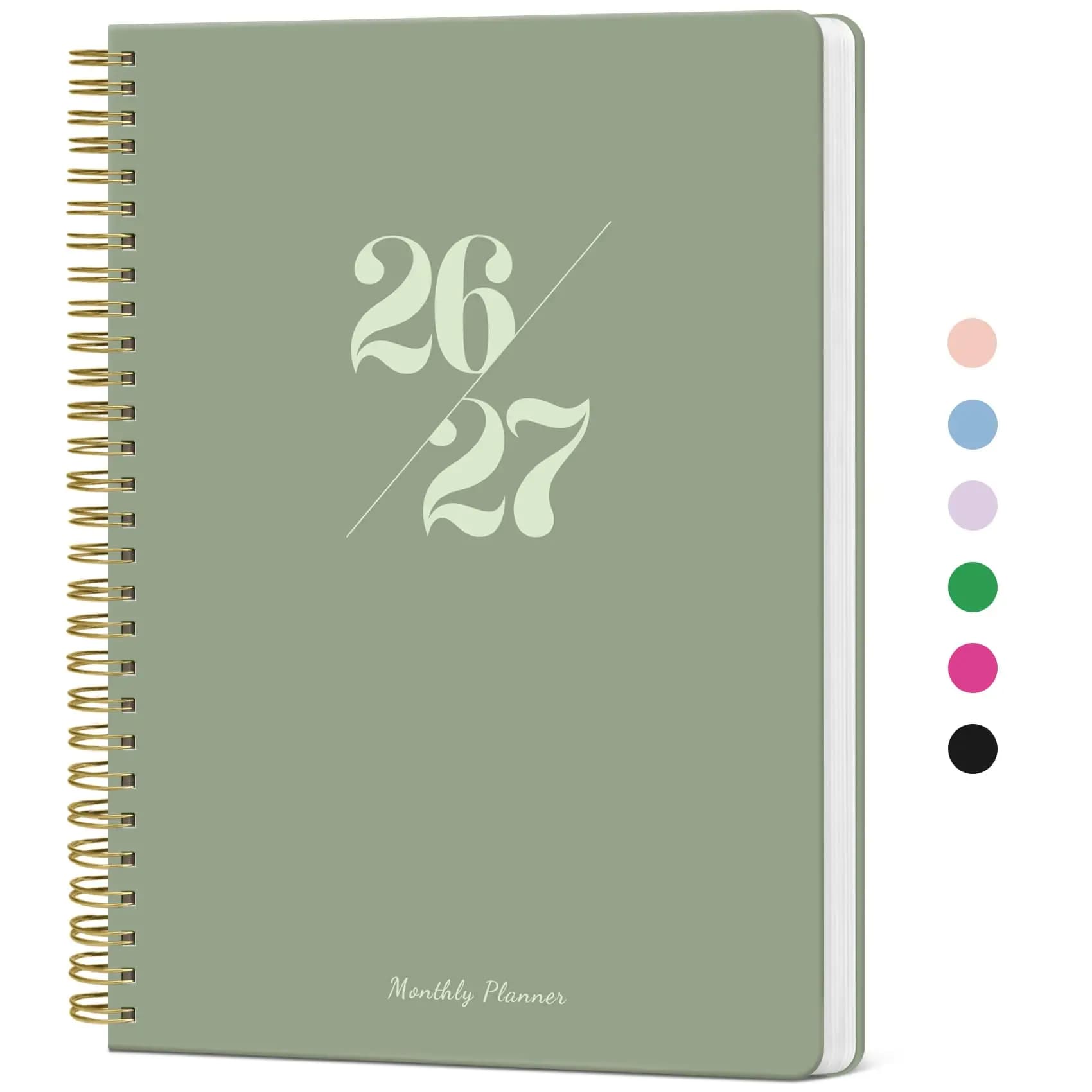 Agenda Mensile Gennaio 2026 - Dicembre 2027, Calendario 24 Mesi 7"x10" per Scuola Ufficio Casa - Verde