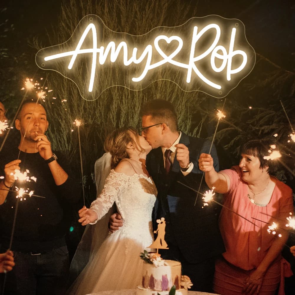 Insegna al neon per matrimonio personalizzata Nome di coppia Neon Matrimonio Luce al neon Decorazione camera da letto Luce a led Parete Stanza Neon Art Regalo per coppia