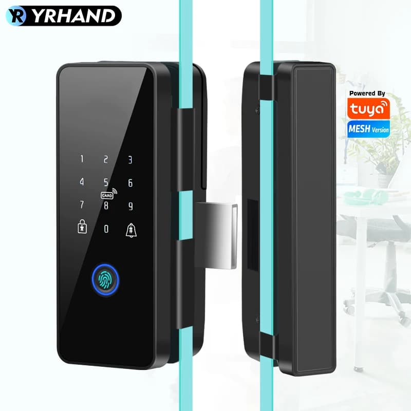 Tuya APP Smart Biometrico Elettronico Porta In Vetro Blocco Delle Impronte Digitali Blocco Bluetooth 13.56Mhz RFID di Controllo Keyless Sblocco Per Ufficio