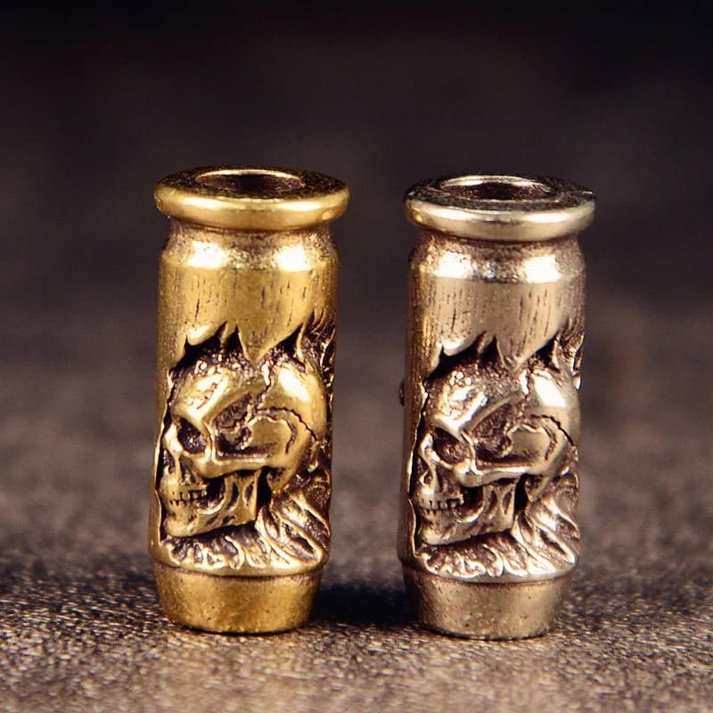 1pc Skull Cross Bullet Brass Knife Beads EDC DIY Paracord Woven Bracelets Lanyard Key Chain Pendants Accessories Hangings Decors