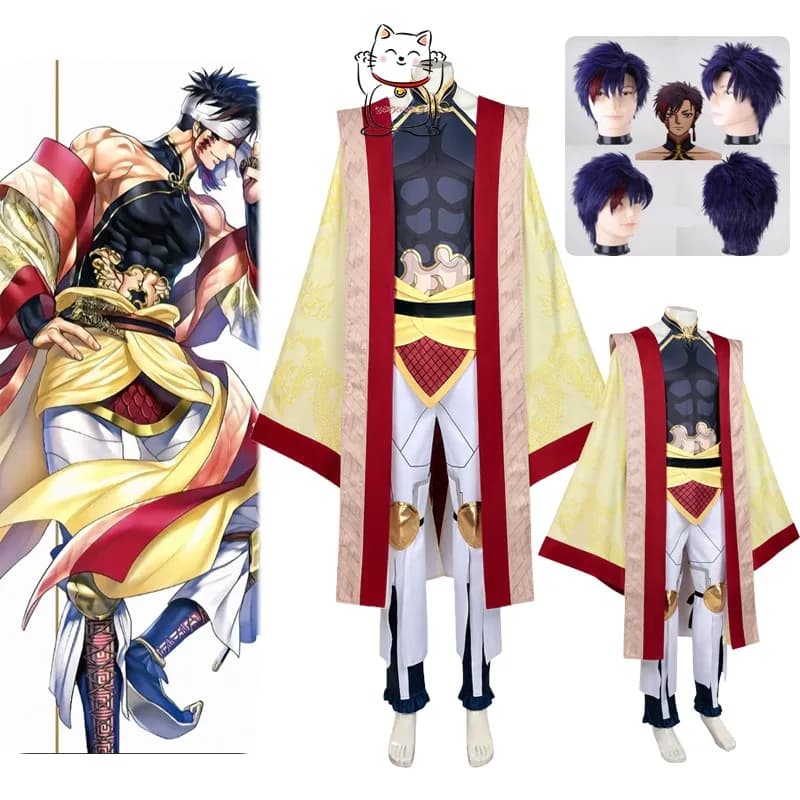 Set Cosplay Anime Shakyamuni Qin Shihuang Series Hot Blood Battle, Wig and Fantasy Dress, Halloween Gift and Birthday