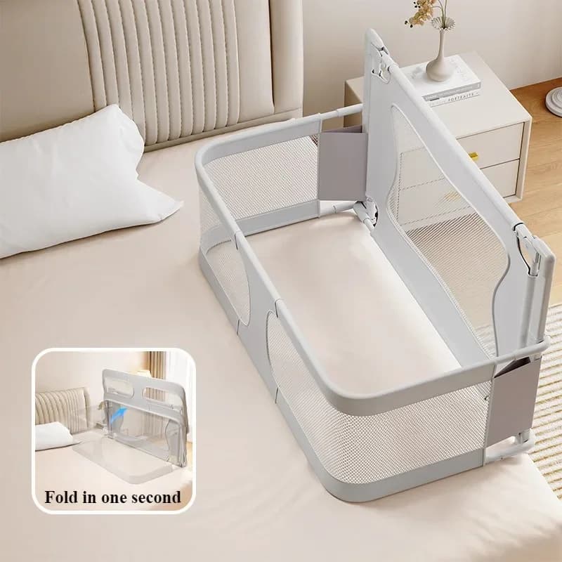 Baby bed cot Folding side Baby cot Portable cot Breathable and visible mesh window Washable soft lining