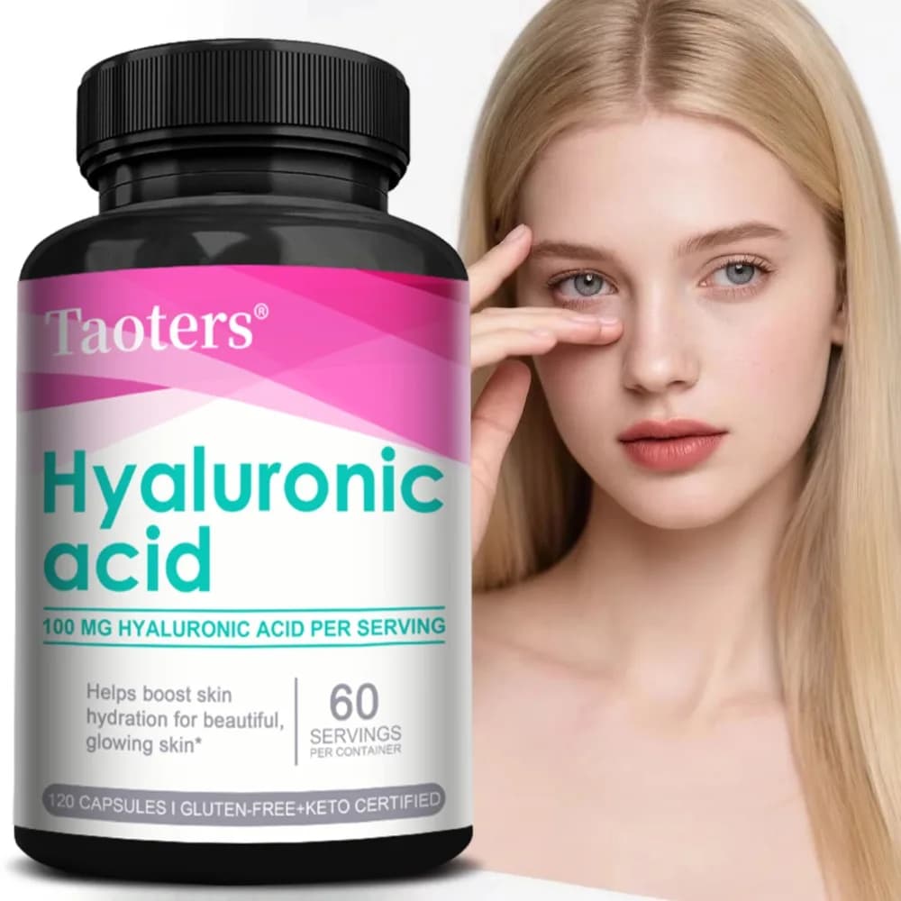 Integratore di Acido Ialuronico, Supporta la Salute di Capelli, Unghie e Pelle, Senza Glutine, Non OGM, Adatto sia per Uomini che per Donne