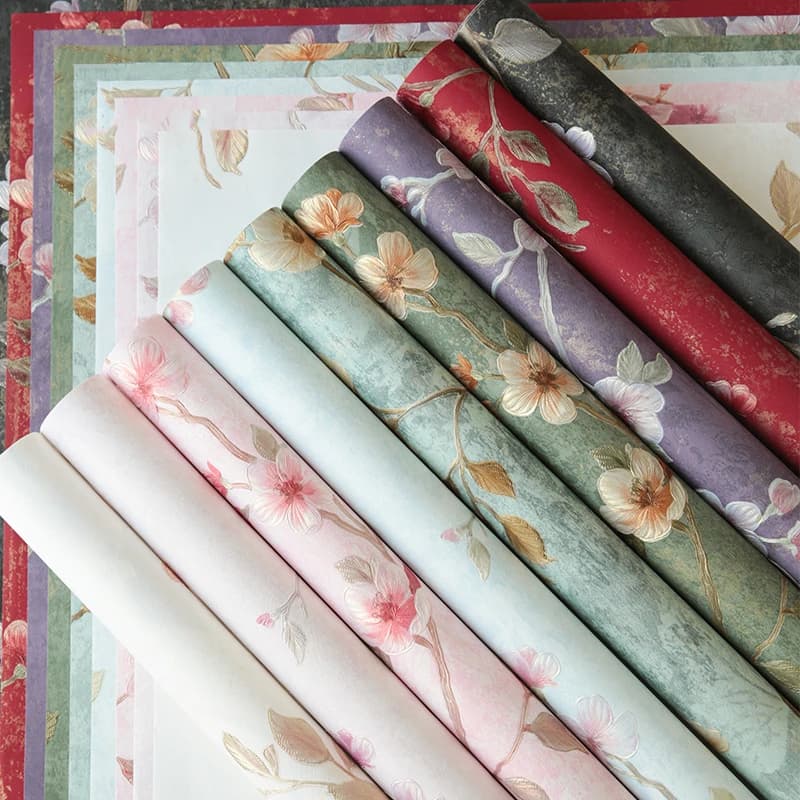 Valentine's Day Embossed Gilded Flower Wrapping Paper, Art Aesthetics Origami Hot Stamping Foil Korean Wrapping Paper, 10pcs