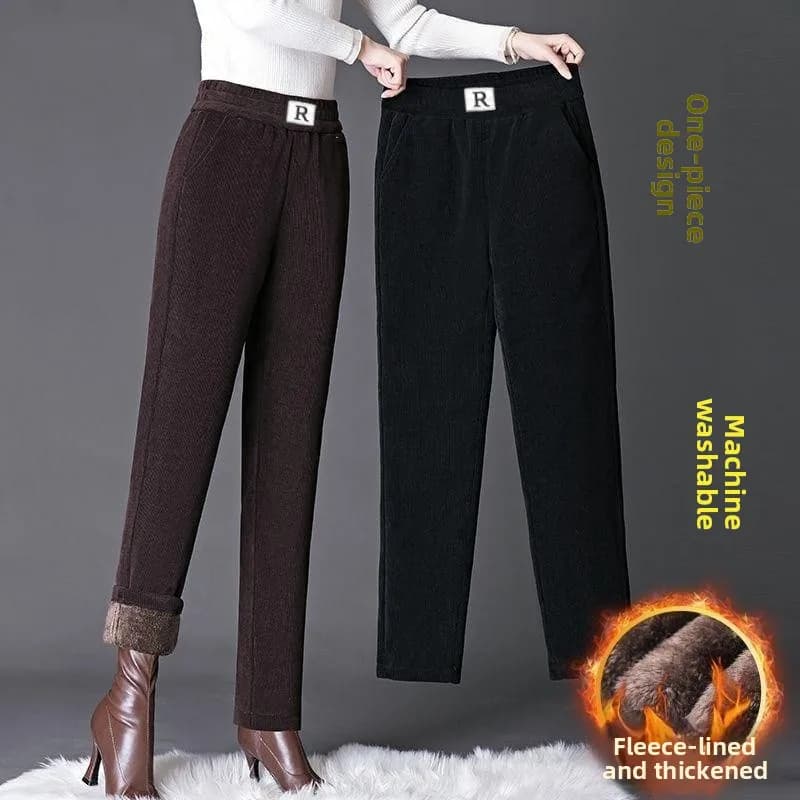 Thickened Fleece Winter Casual Harlan Pants Women High Waist Straight Leg Warm Trousers plus Size Comfortable Slimming Mom Jeans