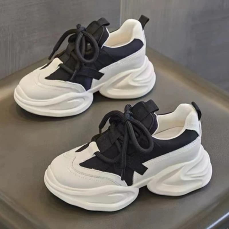 Fashionable Laces Mixed Color Gymnastics Shoes for Women Luxury Design Casual Gymnastics Shoes with Platform Soft Sole Light and Breathable