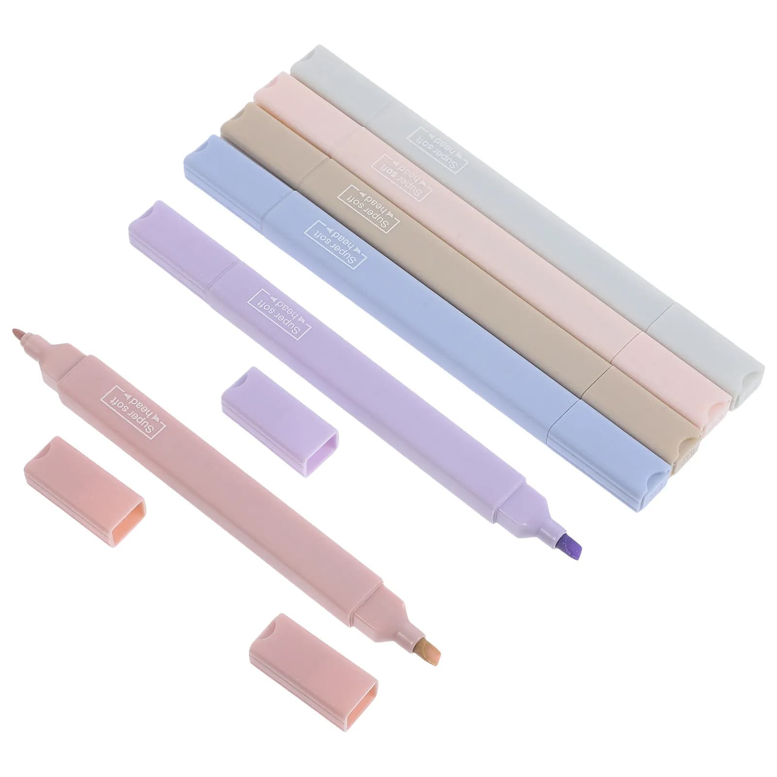 Set di 6 Evidenziatori Colorati, Penne Evidenziatrici per Studio, Scrittura Fluida e Confortevole, Astuccio Pratico per Scuola e Ufficio