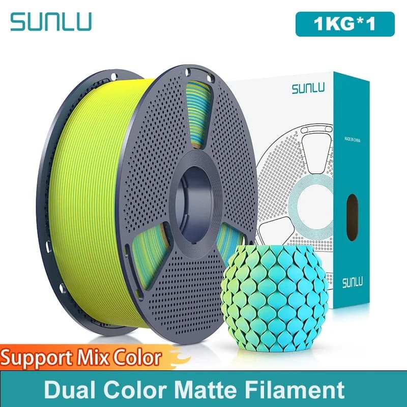 SUNLU Two-Color 3D Printer Filament 1 kg 1,75 mm 1 kg +/- 0.02 mm PLA Matte Filament suitable for most 3D printers FDM and 3D pens
