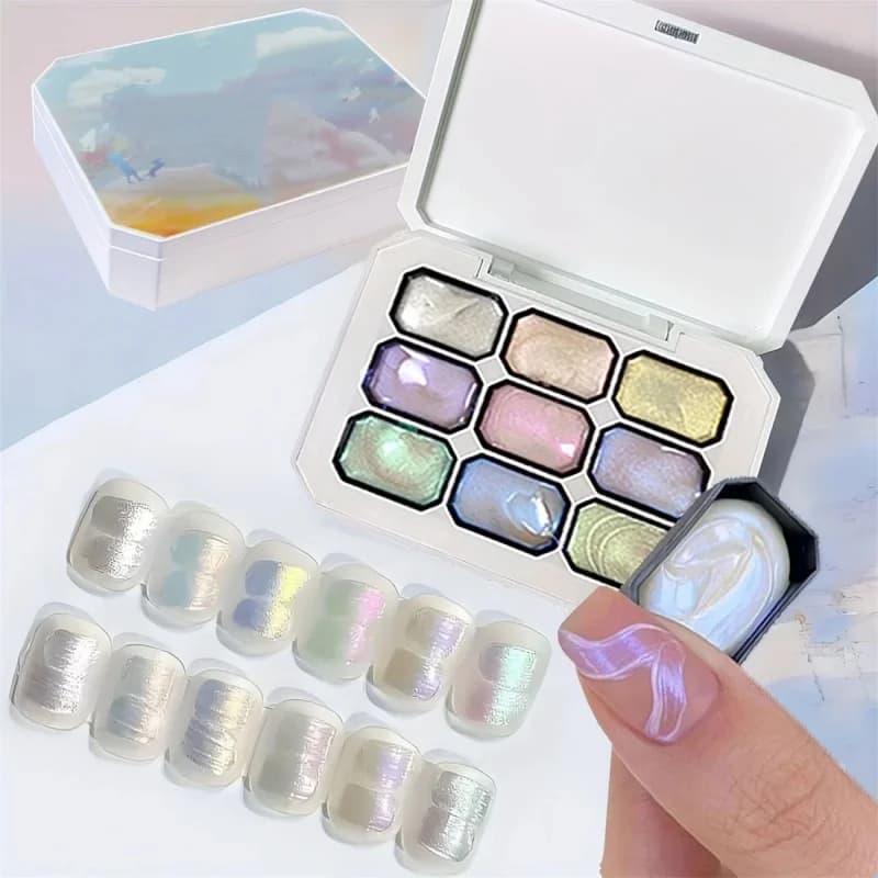 1 pz Gel per Unghie 9 Colori Effetto Sfumato Perlescente, Smalto Semipermanente UV&LED per Creazioni Nail Art Fai da Te a Casa e in Salone