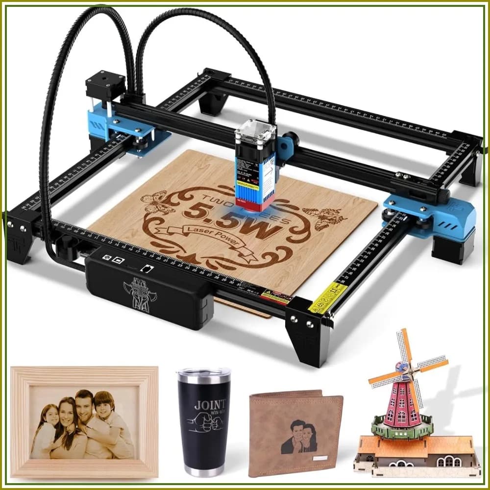 5500mW Laser Engraver, 300x300mm Work Area, 0.08mm Spot, DIY Wood Metal Acrylic Glass Stainless Steel