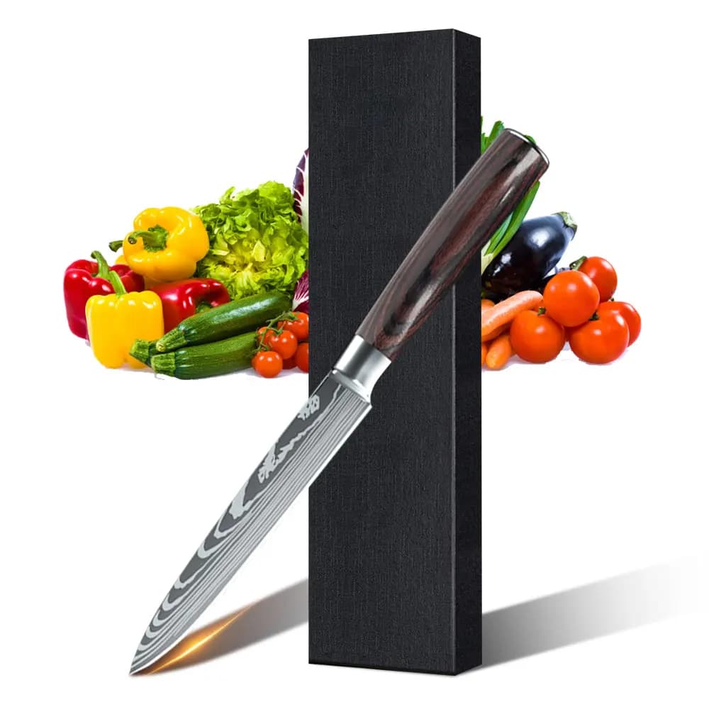MDHAND Coltello multiuso da 5 pollici Coltelli da cucina in acciaio inossidabile 7CR17 Coltello da cucina super di alta qualità Pretty Peeling Sharp Chef Gift