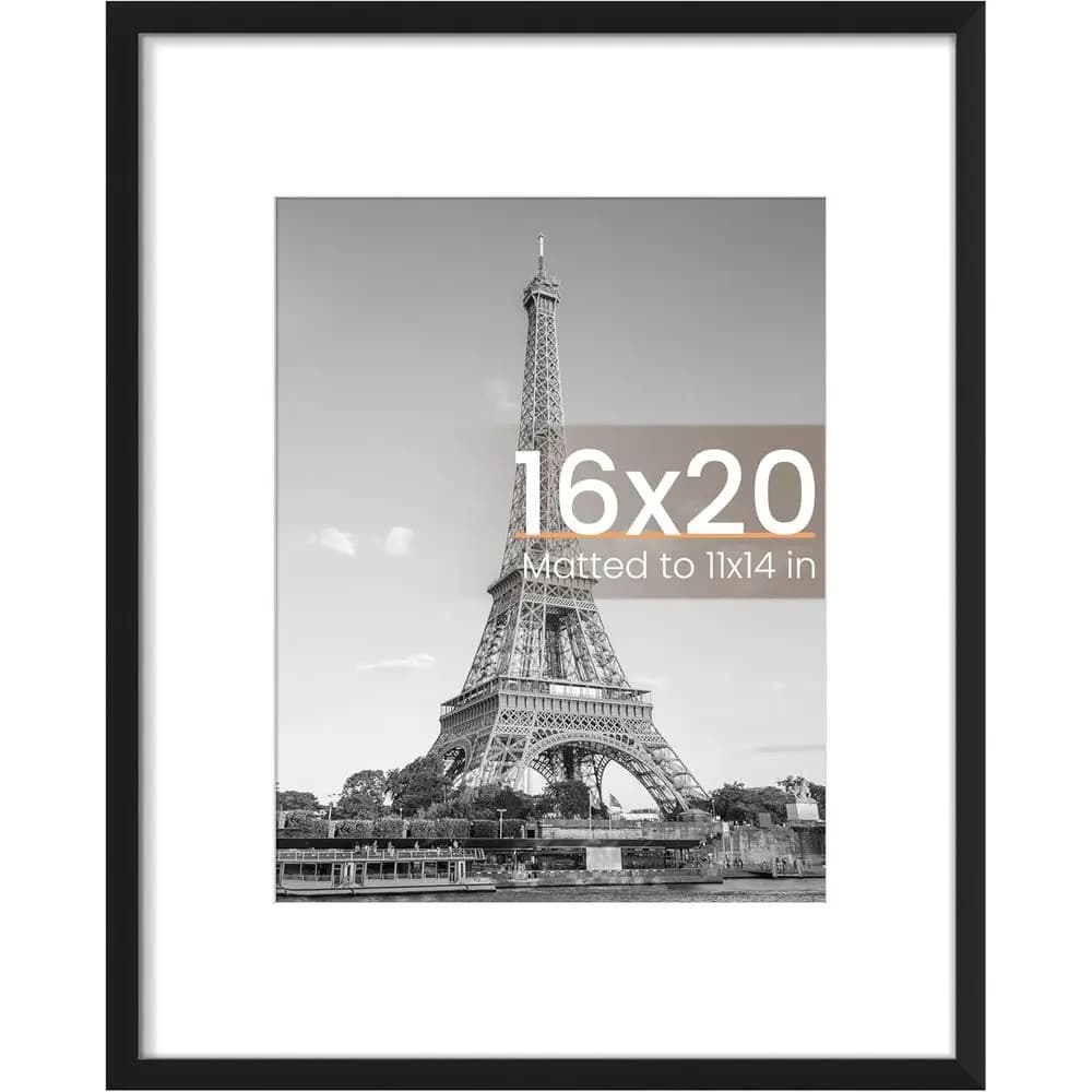 Cornice per Foto 11x14 con Passepartout, Poster 16x20 Senza Cornice, Nero, Confezione Singola
