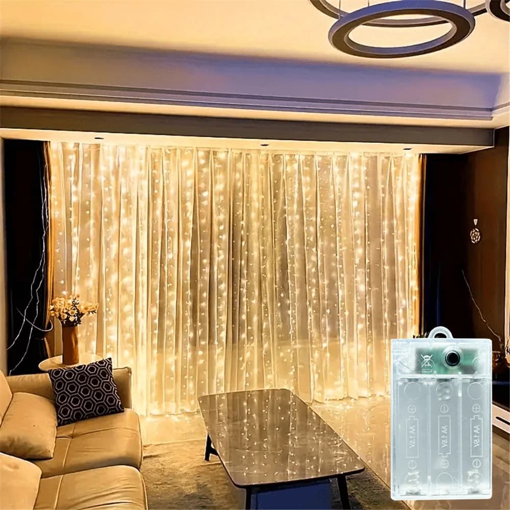 Luci a Tenda LED 100-600 LED a Batteria per San Valentino, Decorazione Ramadan, Casa, Fata, Eid Mubarak, Matrimonio, Compleanno