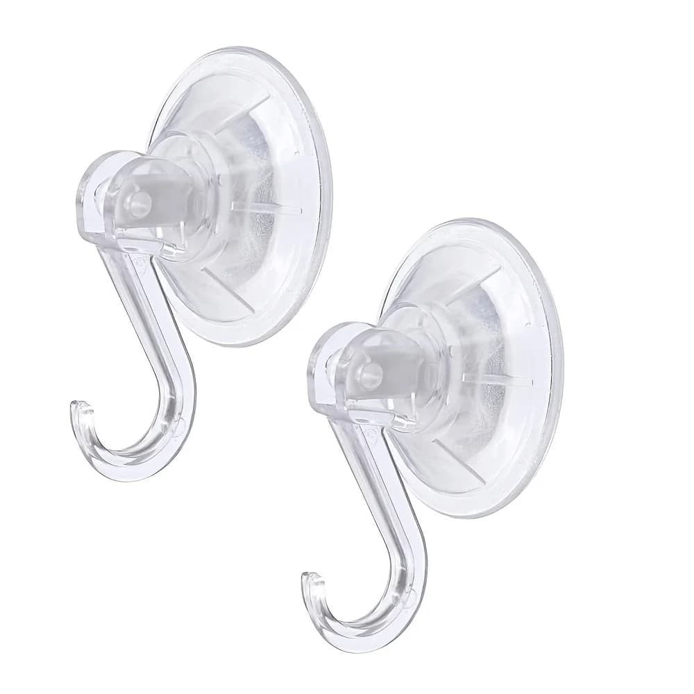 Set of 2 Clear Suction Cup Hooks, Durable Vacuum Suction Hangers for Glass Doors And Windows, Removable And Strong