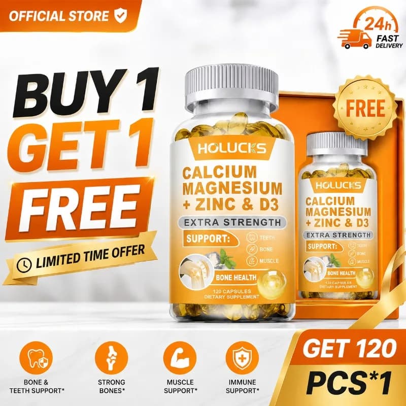 Acquista 1 e Ricevi 1 Gratis! Integratori di Calcio con Magnesio, Zinco e Vitamina D3, per il Rafforzamento di Ossa, Denti e Benessere Nervoso