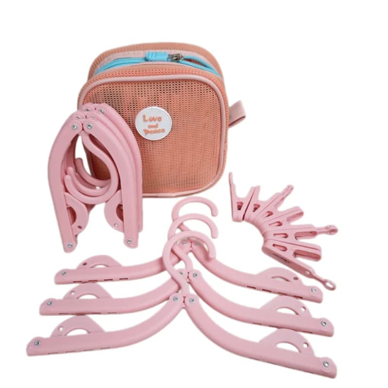 Foldable Clothing Hanger Suit 5.9x2.8x5.9inch Polyester Hanging Bag 6 Hangers And12 Clips Essential Items On hiking Trips