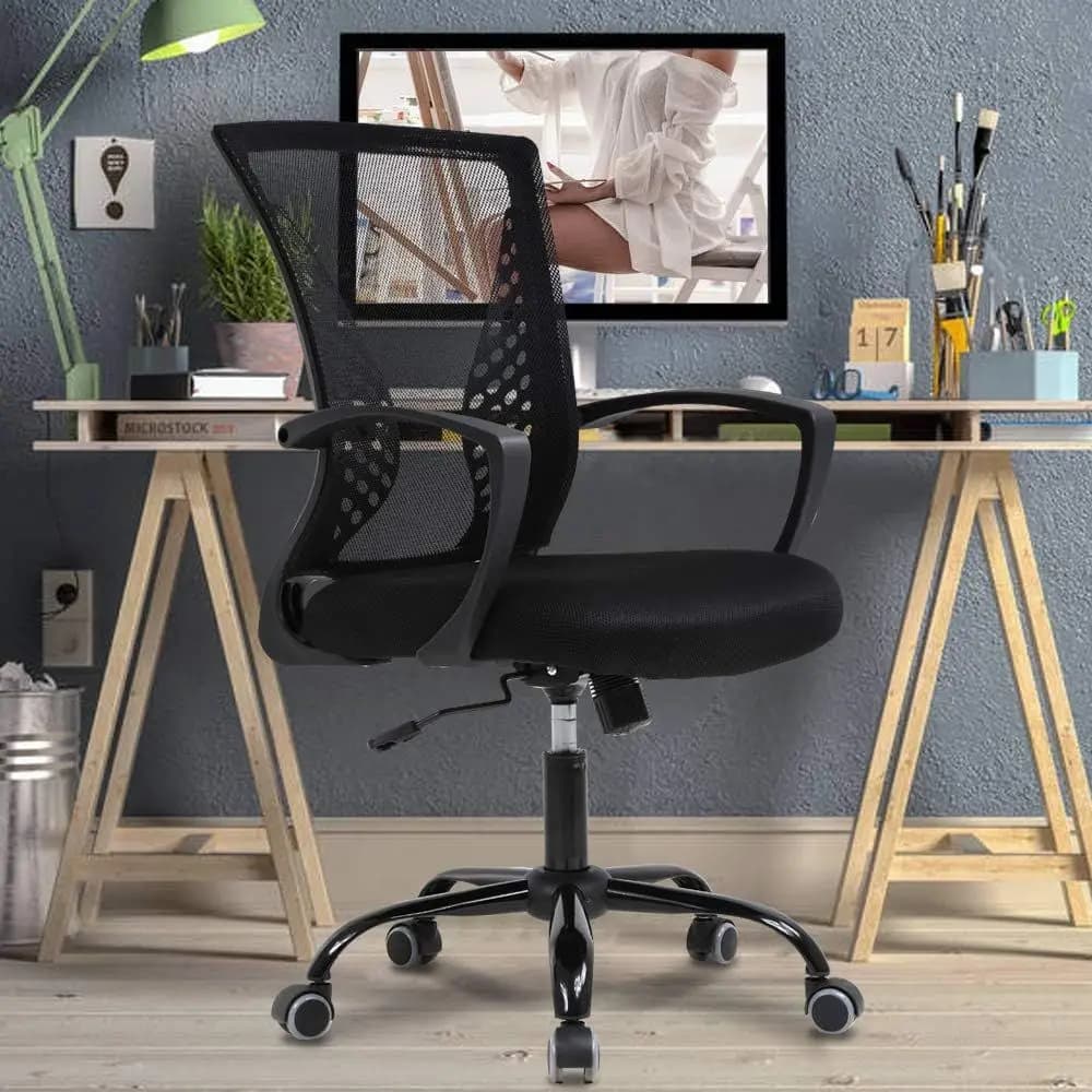 Sedia da Ufficio Ergonomica in Rete, Girevole con Supporto Lombare e Schienale Regolabile, Comoda Sedia Direzionale